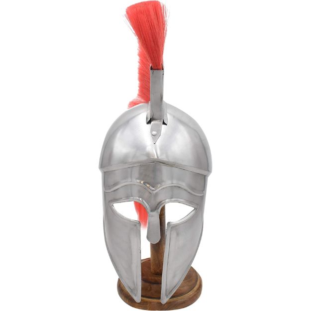 Medieval Warrior Corinthian Helmet with Red Plume 18 Gauge Steel